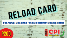 Load image into Gallery viewer, For reloading all CPI Call Shop Prepaid Internet Calling Cards