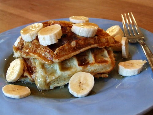 Multi-Grain Waffles With Banana and Aurora Honey