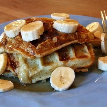 Multi-Grain Waffles With Banana and Aurora Honey