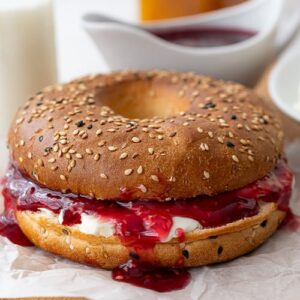 Bagel With Cream Cheese & Jam