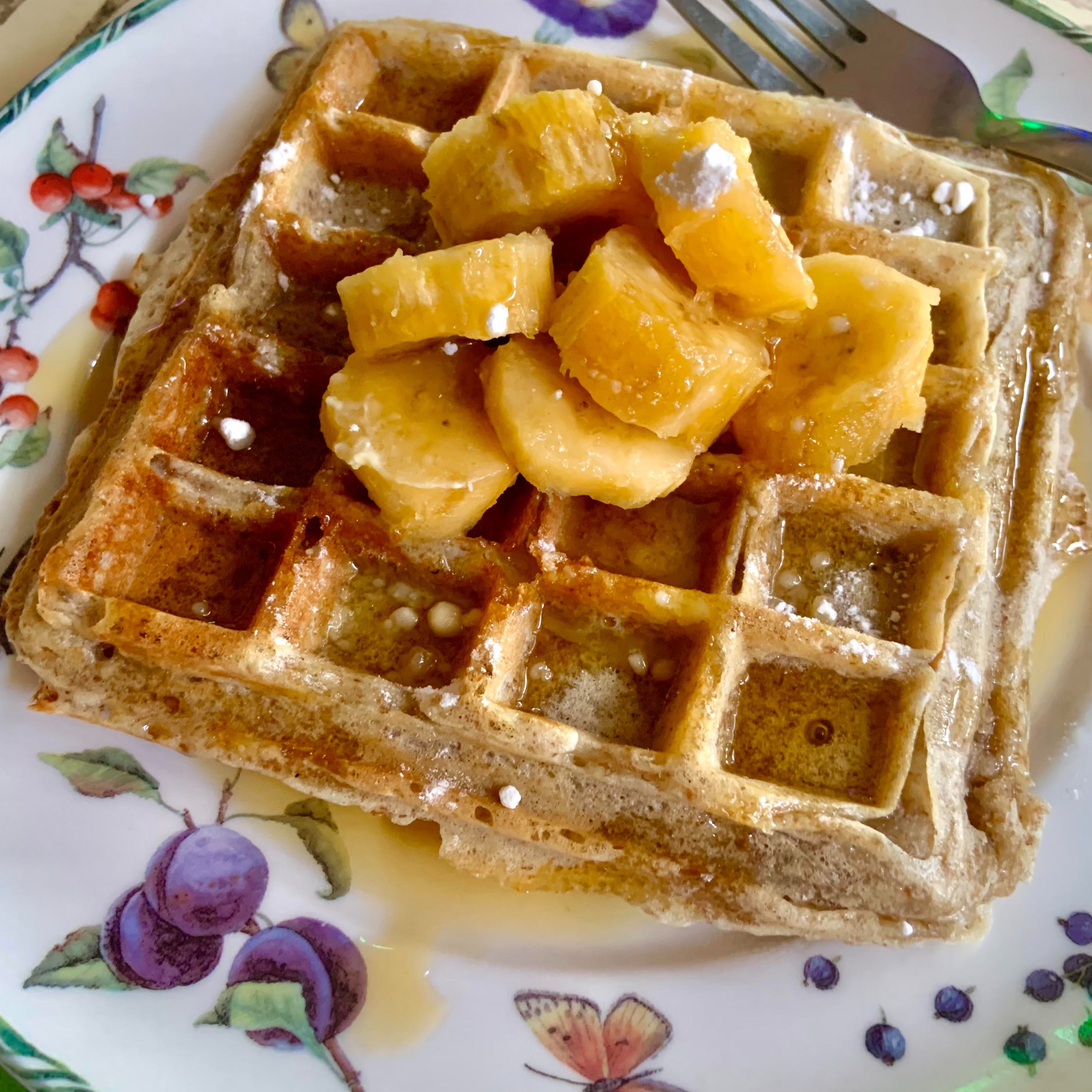 Multi-Grain Waffles With Banana and Aurora Honey
